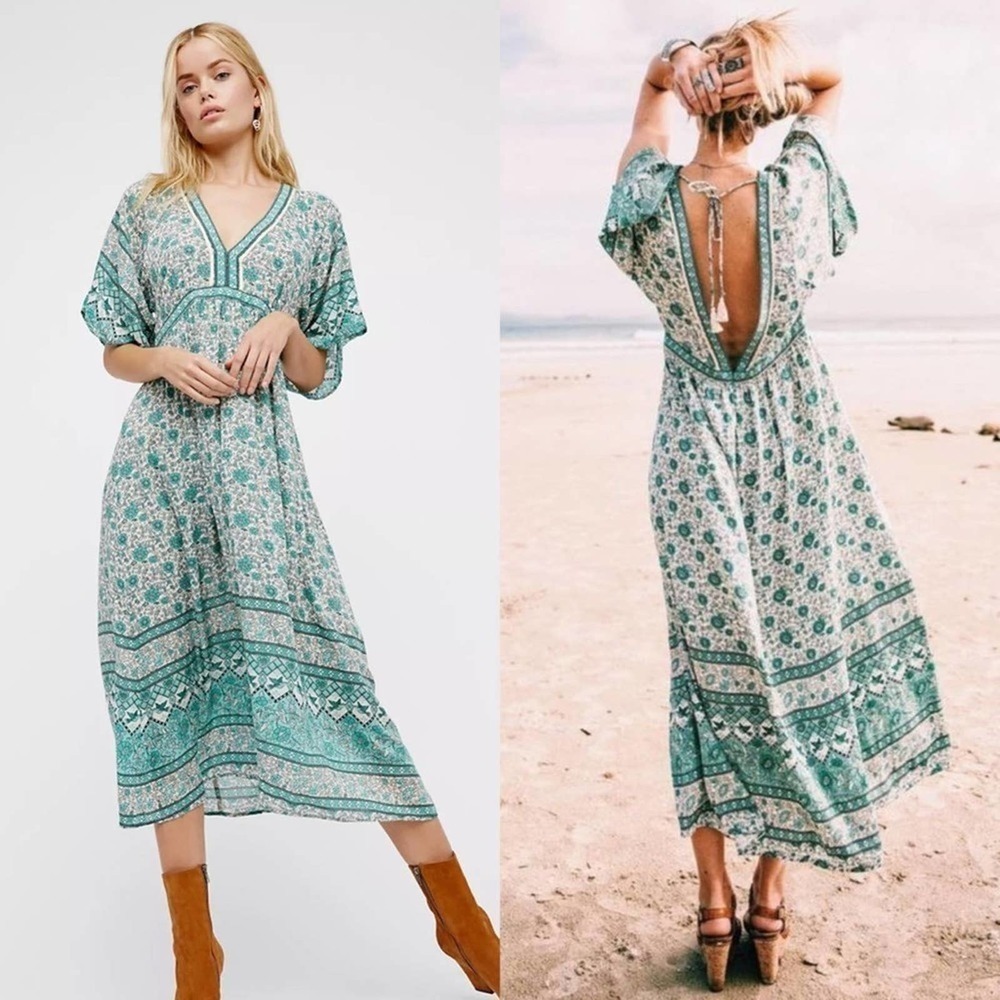 Spell Kombi Folk Dress in Sage